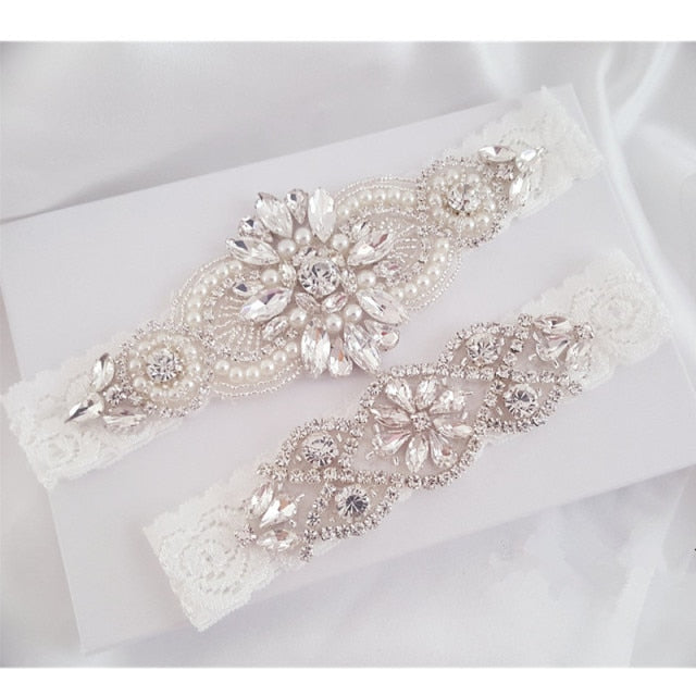 Lace Beaded Garter Set