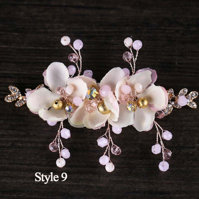 Rose Gold Lace Flower Hair Clip
